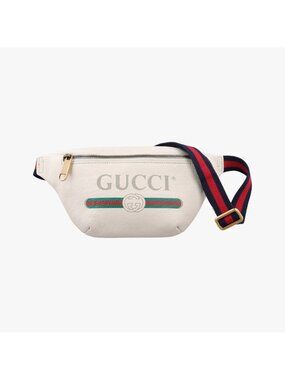 Gucci Print White Leather Handbag